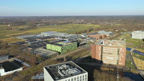 Modern buildings in city, Wageningen, Gelderland, Netherlands