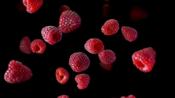 Raspberries Bouncing Against To the Camera