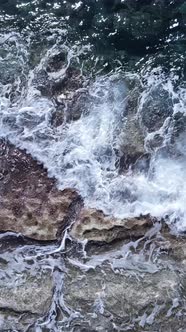 Vertical Video of Sea Water Near the Seashore Slow Motion