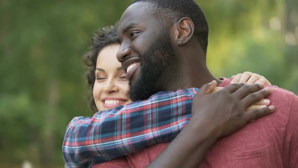 Happy Multiethnic Couple, Celebrate Diversity, No to Racism and Discrimination