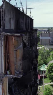 Vertical Video of War in Ukraine  Destroyed House