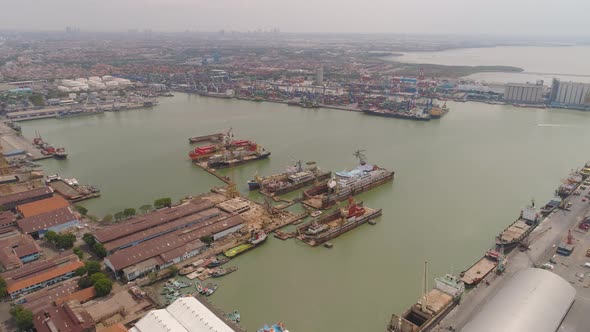 Cargo and Passenger Seaport in Surabaya Java Indonesia