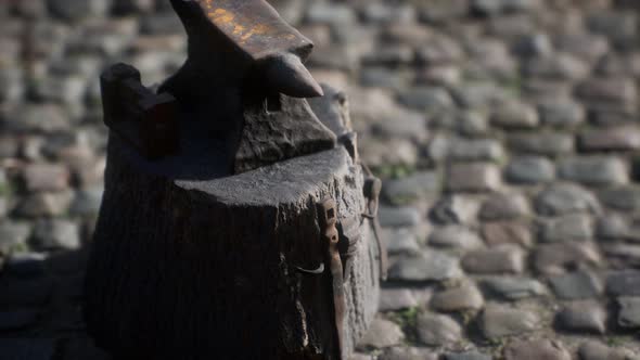 Old Anvil Attached To a Stump