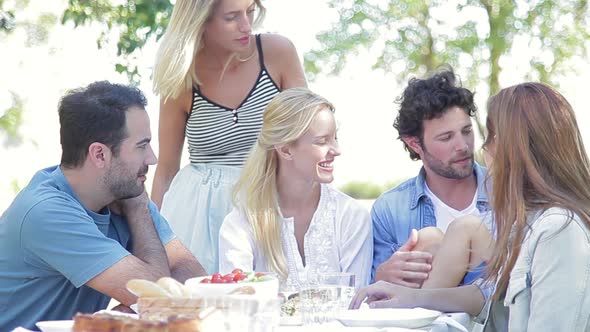 Family and friends spending time together outdoors