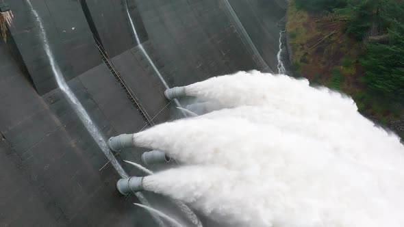 Water Pumped Through a Gravity Fed Hydroelectric Power Station Dam Slow Motion
