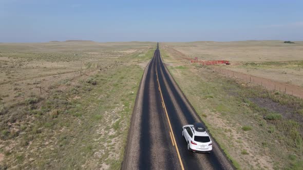 Lonely Car on the Open Road Texas Panhandle