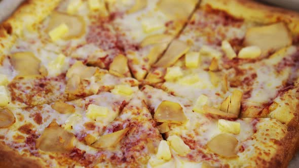 Square Pizza with Chicken and Pineapple