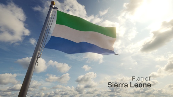 Sierra Leone Flag on a Flagpole