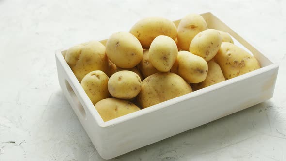 Box of Clean and Washed Potatoes