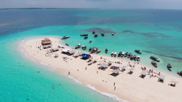 Aerial View of the Paradise Disappearing Island of Nakupenda in Zanzibar Africa