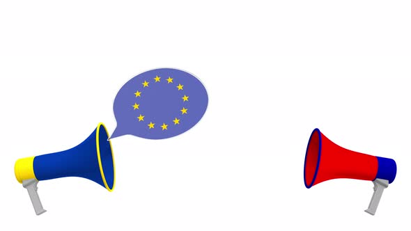 Speech Bubbles with Flags of Taiwan and the European Union