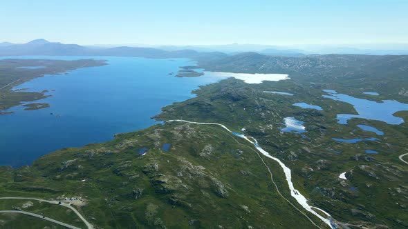 Panorama of Jotunheimen National Park in Norway, Synshorn Mountain