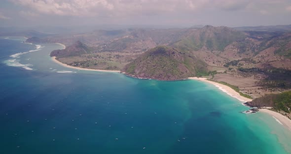 A Drone Shot of Beach Coast with Mountain and Beautiful Landscape