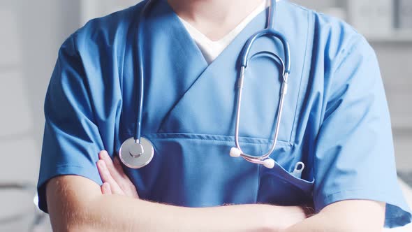 Close-up of professional medical doctor working in hospital office, Medical concept.