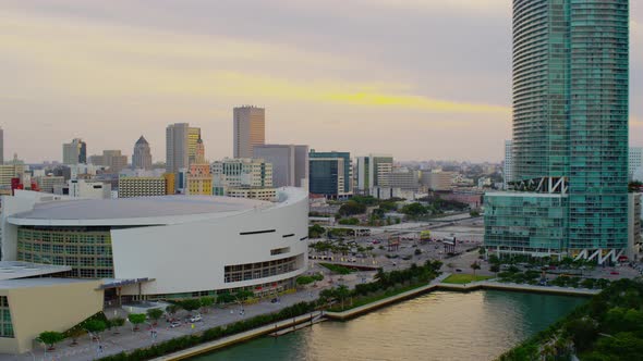 Aerial view of the American Airlines Arena in Miami