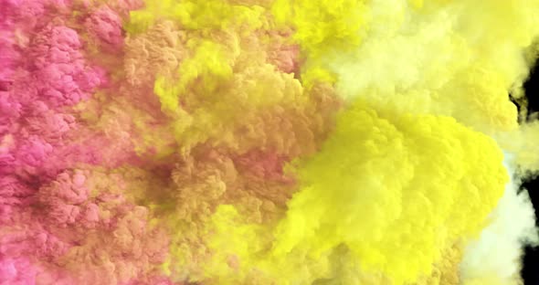 Colorful smoke effect flowing with turbulences and speed. alt