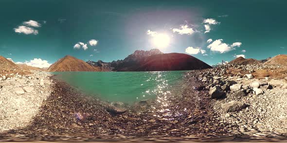 VR Gokyo Ri Mountain Lake at the Winter Season