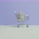 Black Friday Video Footage - A Moving Miniature Push Cart With Money On Purple Background - VideoHive Item for Sale