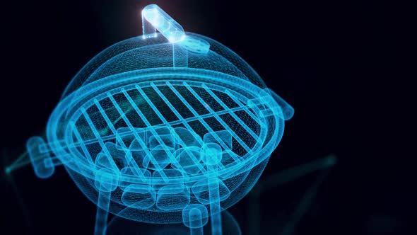 Round Empty Barbecue Grill Or Charcoal Grill Hologram Or Barbeque Grill Hologram Close Up Hd alt