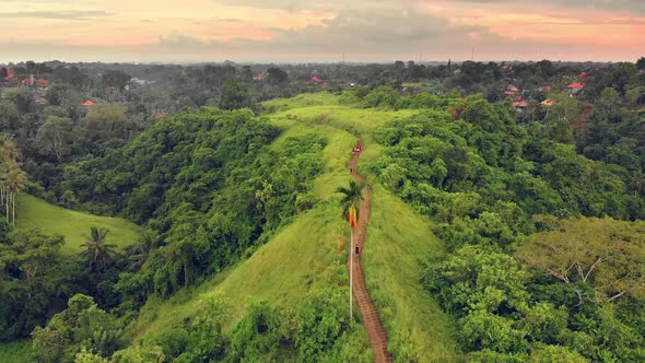 Aerial view of the Artists Walk Campuhan Ridge Walk in Ubud village