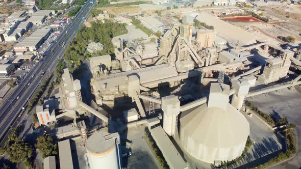 Aerial View Cement Plant Factory Manufacturing Cement Factory Machinery