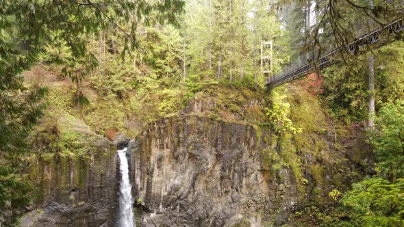 Aerial shot of Drift Creek Falls in Oregon, USA.