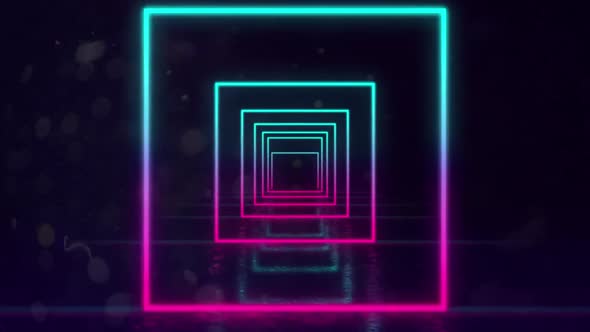 Neon Geometric Shapes on black background 4k