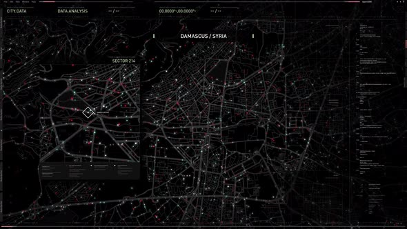 Spy Satellite Analysis System Tracks Location Of Criminal On Digital City Map alt