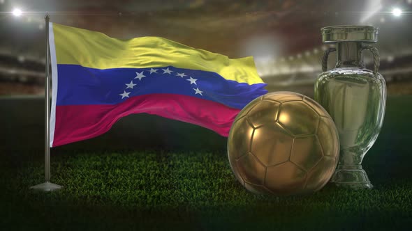 Venezuela Flag with Football And Cup Background Loop