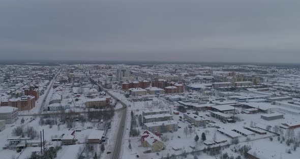 Aerial view of winter city. 11