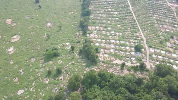 Top down view chinese cemetery at Penang