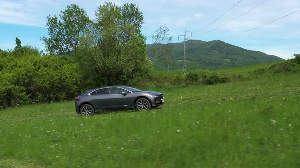 A view of driving in nature on an electric drive