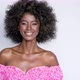 Smiling Black Woman in Pink Dress - VideoHive Item for Sale