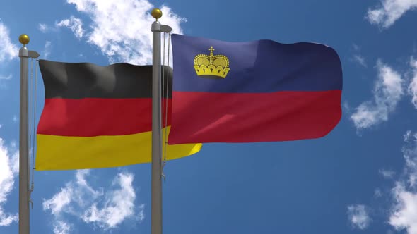 Germany Flag Vs Liechtenstein On Flagpole