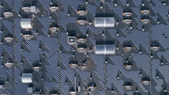 Green Technology Energy, Eco Solar Arrays on Roof of House Outdoors, Aerial View