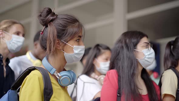 A Group of Teenage Students Wearing Protective Masks