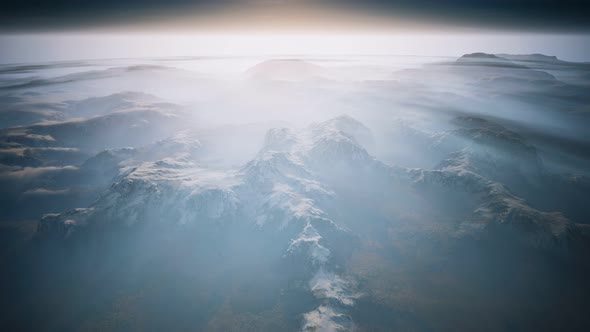 Alps Mountain Range Aerial Shot Flying