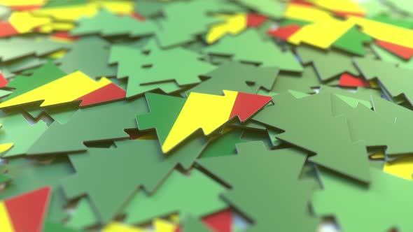 Details of Flag of Bolivia on the Cardboard Christmas Trees