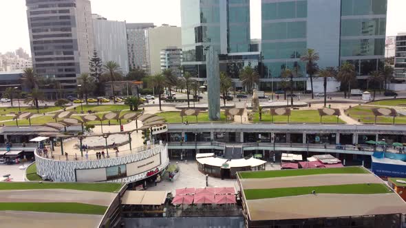 Aerial view of Larcomar Shopping Center Miraflores 4K