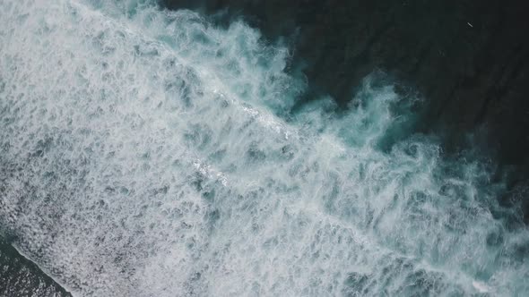 Waves Rolling From Above. Top Down View.