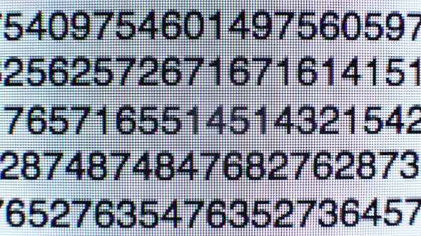 Numbers on a computer screen