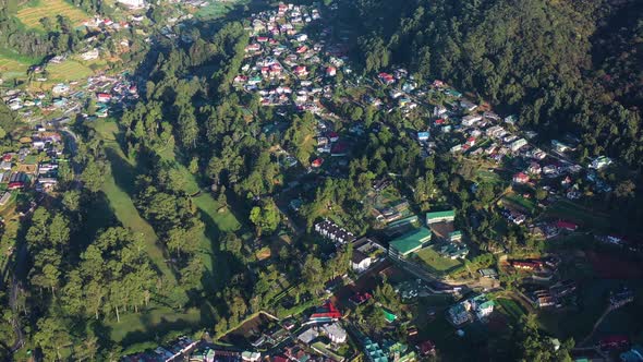 Aerial view of Nuwara Eliya, a small village on the hill in Sri Lanka