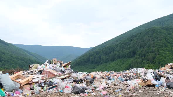 Large Landfill of Plastic Bags and Plastic Bottles Mu Kang Chai a Mountain in Vietnam