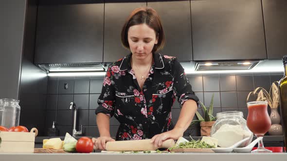 Making pizza. Making bread