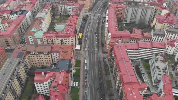 Downtown Linne in Gothenburg Sweden Famous Street Aerial