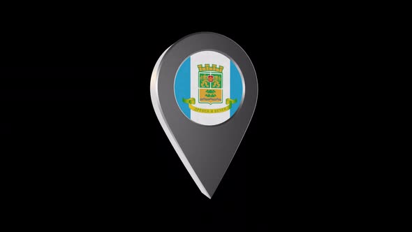 3d Animation Map Navigation Pointer With Flag Of Plovdiv ( Bulgaria) With Alpha Channel - 2K