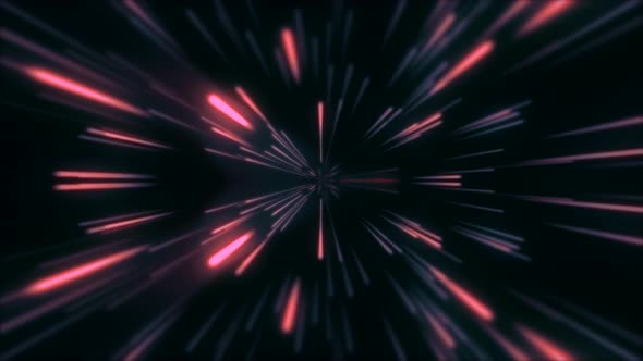 Looped animation. Moving pink neon beams at high speed