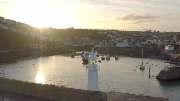 Mevagissey Harbour in Cornwall at Sunset