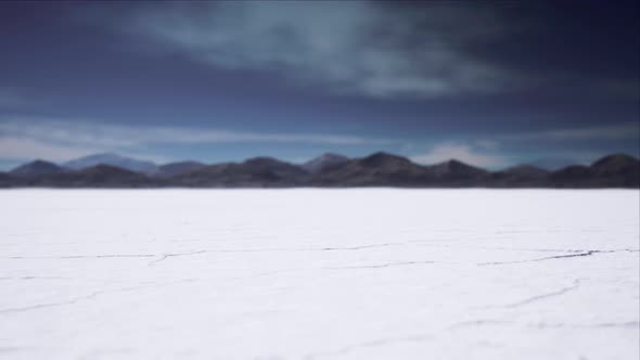 Sunset on Bonneville Salt Flats in USA