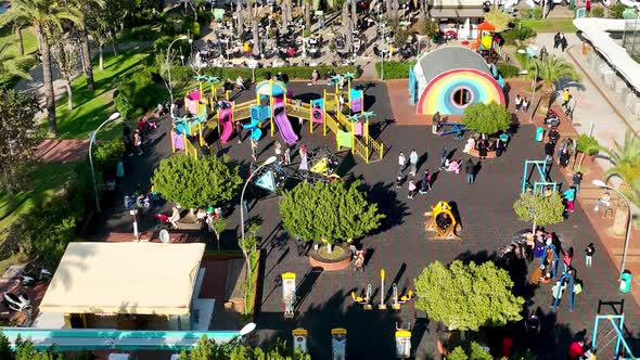 Large children's playground aerial view 4 K